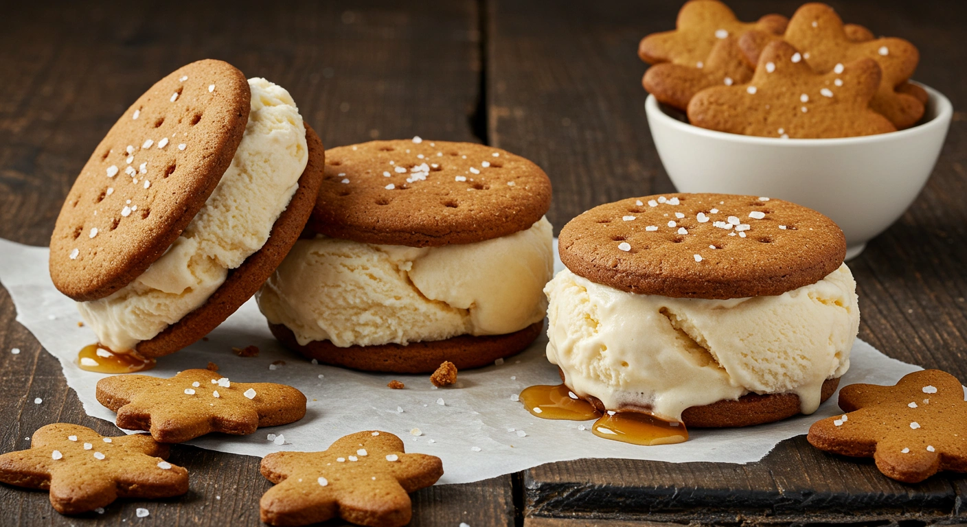 Salted Honey Gingerbread Ice Cream Sandwiches - tertiary view